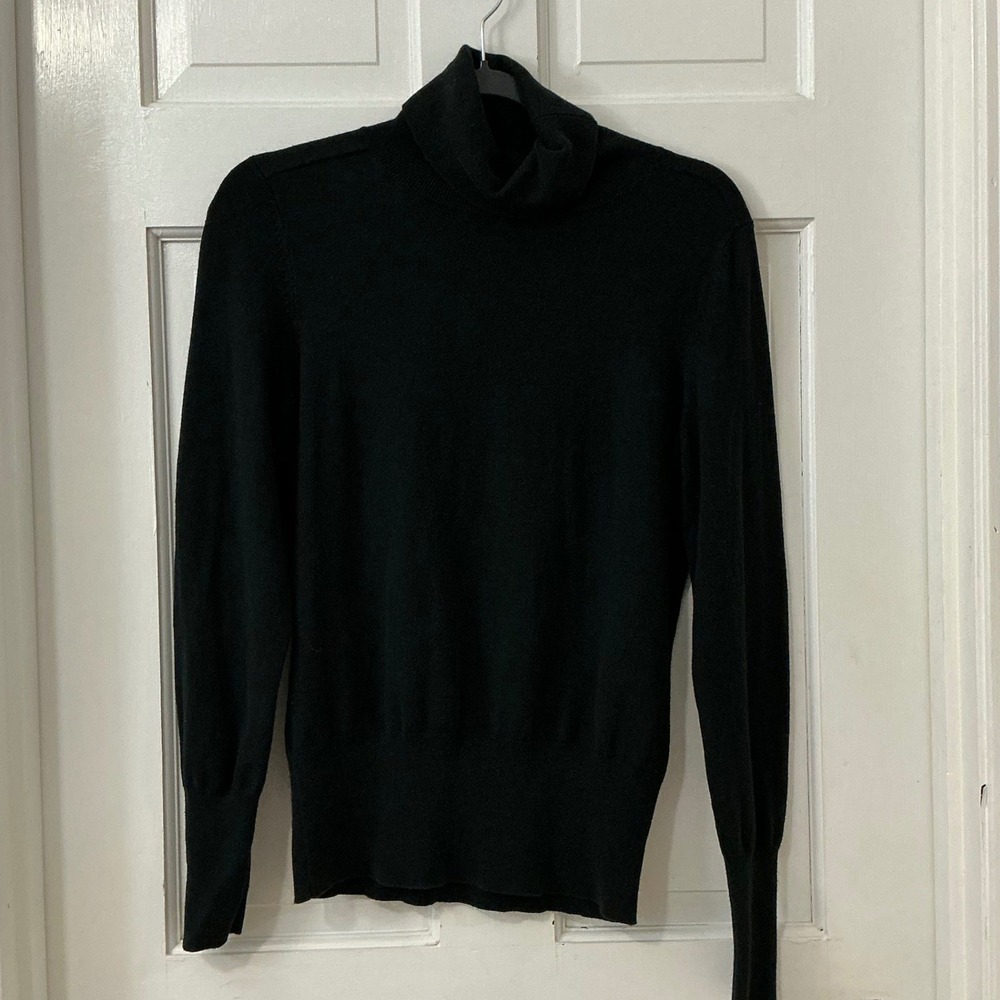 Banana Republic Silk Cashmere Turtleneck Sweater PM Black Dark Academia Capsule